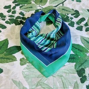 Vintage Blue, Green And White Striped Square Scarf
